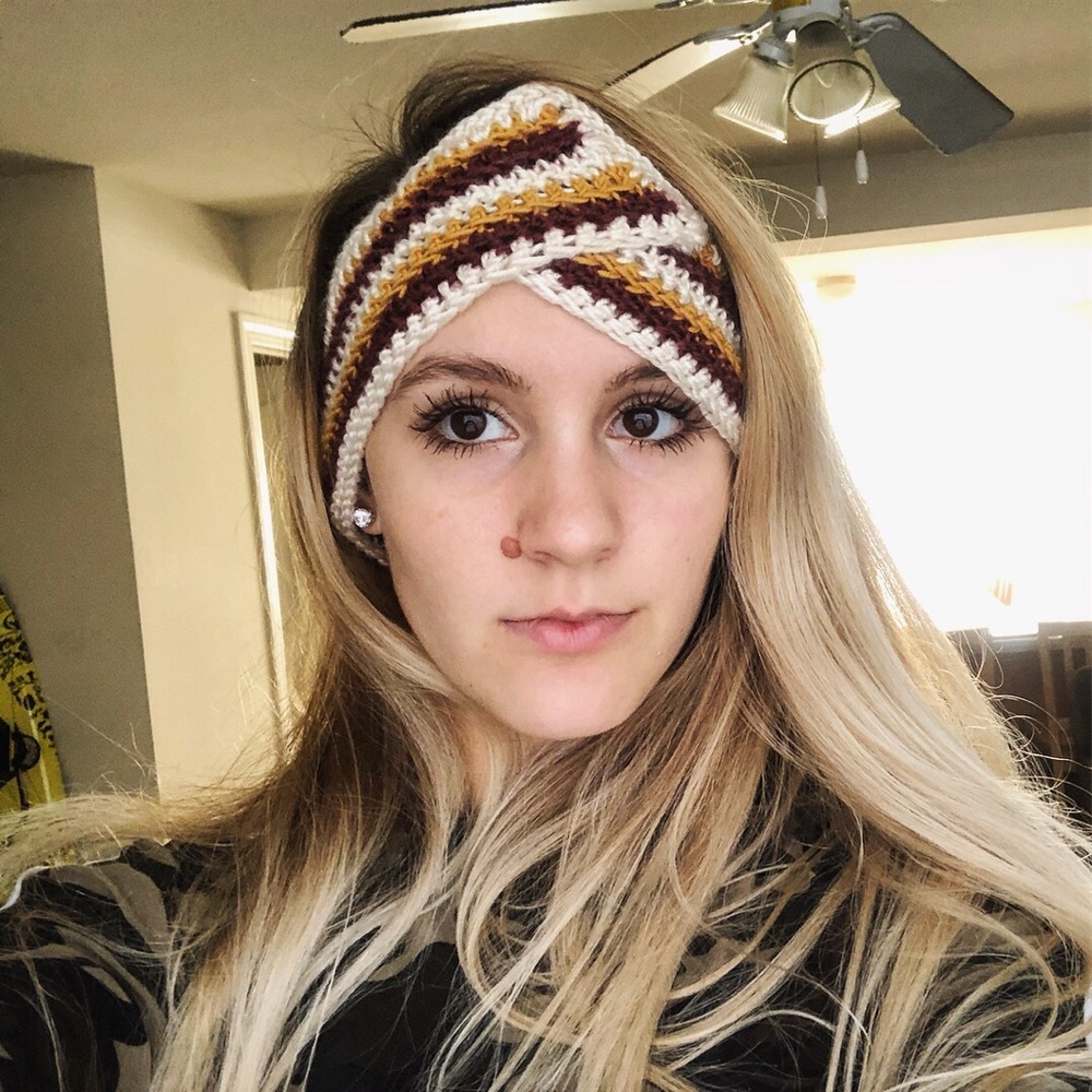 Handmade crochet headband, reversible